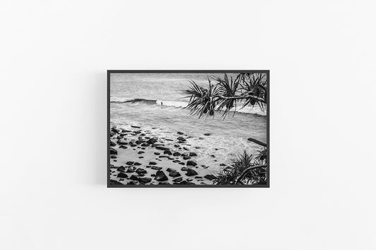 Surfer | Black and White Coastal Surfer Wall Print | Lynette Cooper Prints and Sketches
