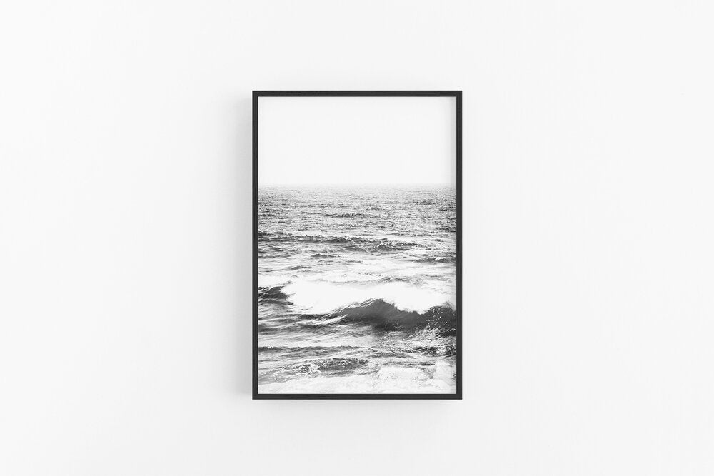 Ocean P I (B&W) | Black & White Coastal Ocean Wall Art Print | Lynette Cooper Prints and Sketches